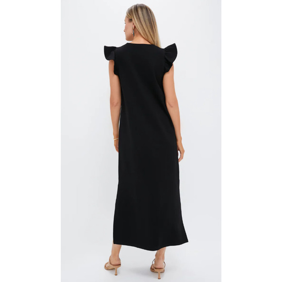 Tuckernuck Pomander Place Black Flutter Sleeve Miko Maxi Dress Size S - Picture 3 of 12